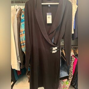 NWT Chaps Ralph Lauren black wrap sweater dress